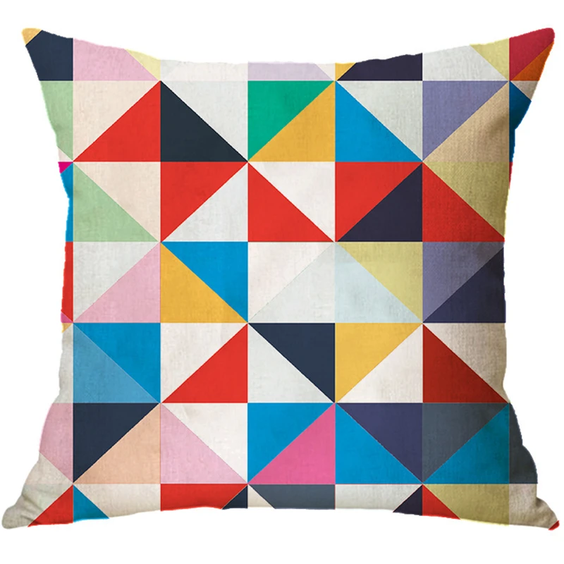 Home Decor Colorful Geometric Cushion Cover For Sofa Office Decoration Nordic Leaf Print Throw Pillow Cover Car Pillowcase 