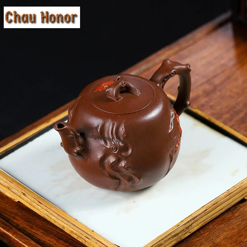 460ml Luxury Yixing Purple Clay Teapots Handmade Decal Pot Raw Ore Mud Tea Maker Kettle Zisha Tea Set Tableware Ornaments Gift