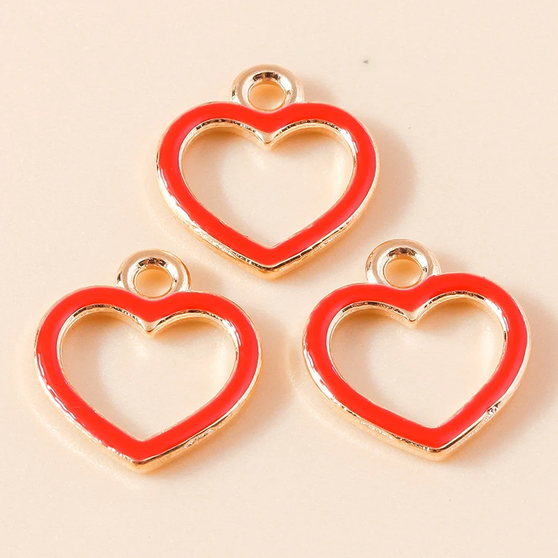 Leslie 10 Stück 11*13mm Romantische Mini-Liebesherz-Anhänger für Schmuckherstellung Bunte Charms für Halsketten, Anhänger, Ohrringe DIY – Detail 5