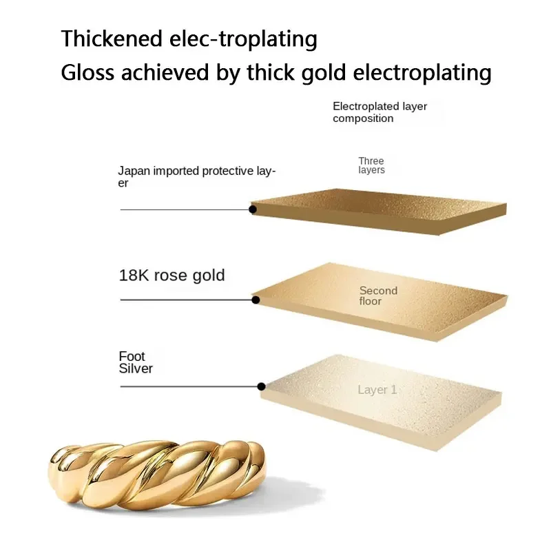 18K Gold Plated Stainless Steel Twist Bread Design Ring Croissant Adjustable Rings for Women Thick Stacking Band Couple Jewelry 5