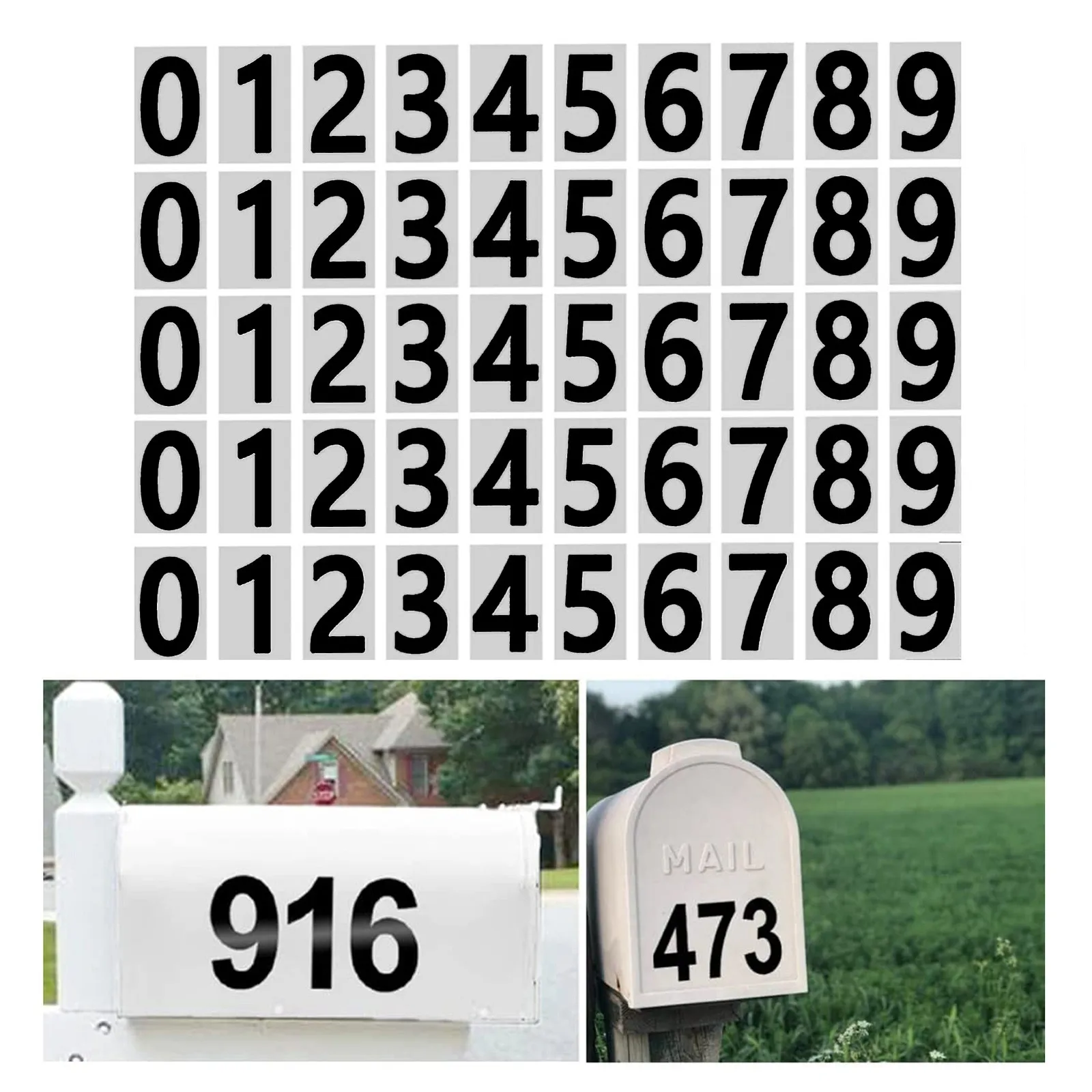 Number Stickers Mailbox Numbers Outside 5 Sets 0-9 Reflective Number Stickers Strong Self Adhesive Vinyl Address Houses 2/3/4inch