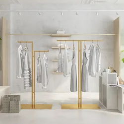 Custom, Custom Woman Clothing Shop Stainless Steel Display Coat Rack Square Standing Clothes Hanging Display Rack