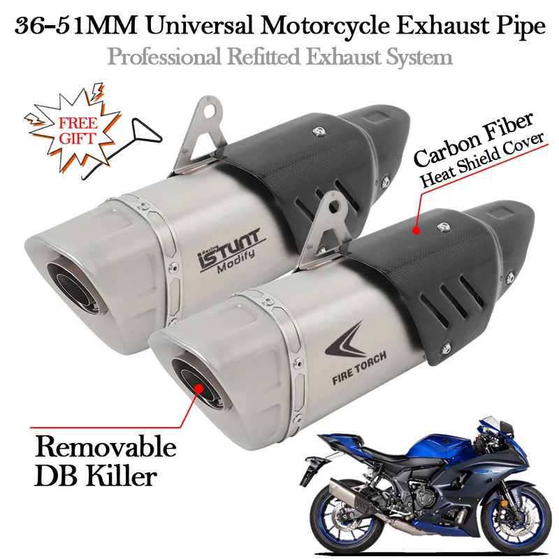 

51MM Universal Motorcycle Modify Exhaust Muffler DB Killer Carbon Fiber Silencieux Moto Escape For YAMAHA R1 R7 MT10 Z900 S1000R