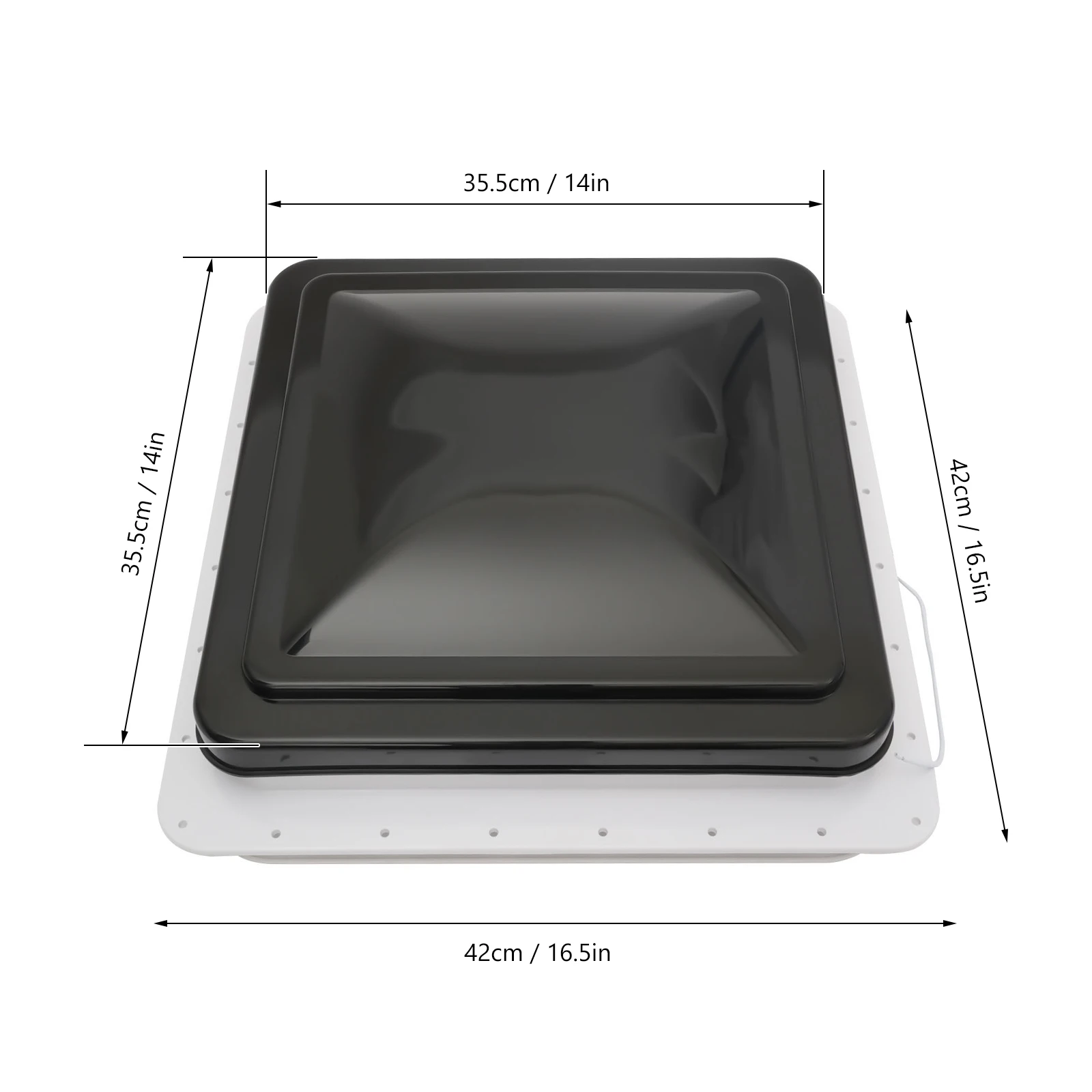 Universelles Oberlicht für Wohnmobile, 35,6 x 35,6 cm, mit Ventilator und Moskito-Bildschirm, wasserdicht, staubdicht, für Wohnmobil, Wohnmobil – Detail 3