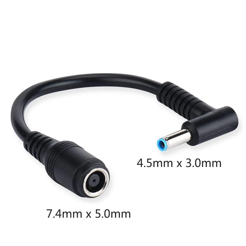 

13cm Female 7.4mm x 5.0mm to 4.5mm x3.0mm Male Charger Adapter Power Connector Converter Cable DC Jack for Dell Hp