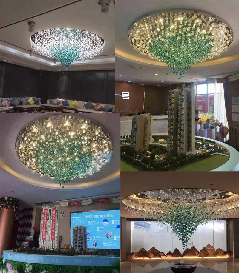 Modern Crystal Glass Chandelier Staircase Luxury Stone Chandeliers Lighting Home Decor Cristal Pendant Suspension Lamps