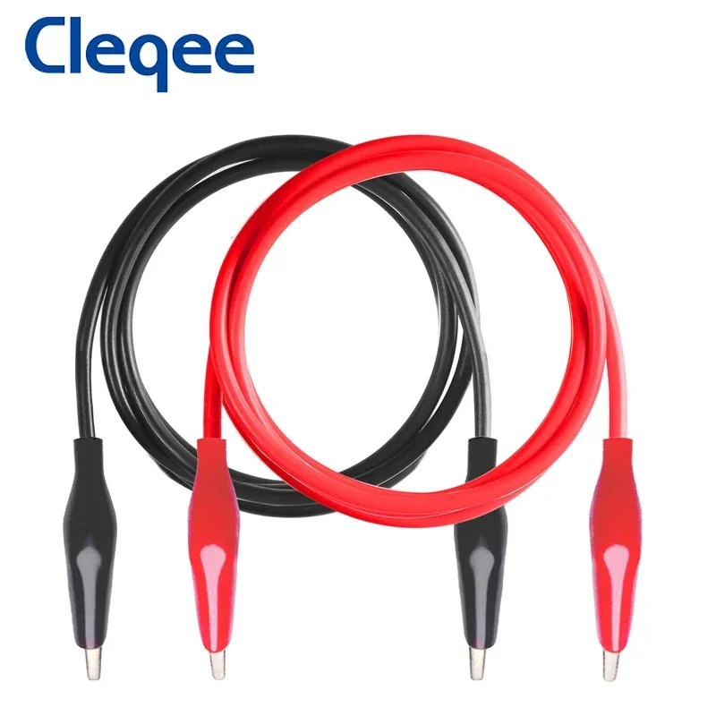 

Cleqee P1025 2PC Dual Alligator Clips Test Leads Double-ended Crocodile Clip Test Wire Electrical DIY Cable 50cm, red black