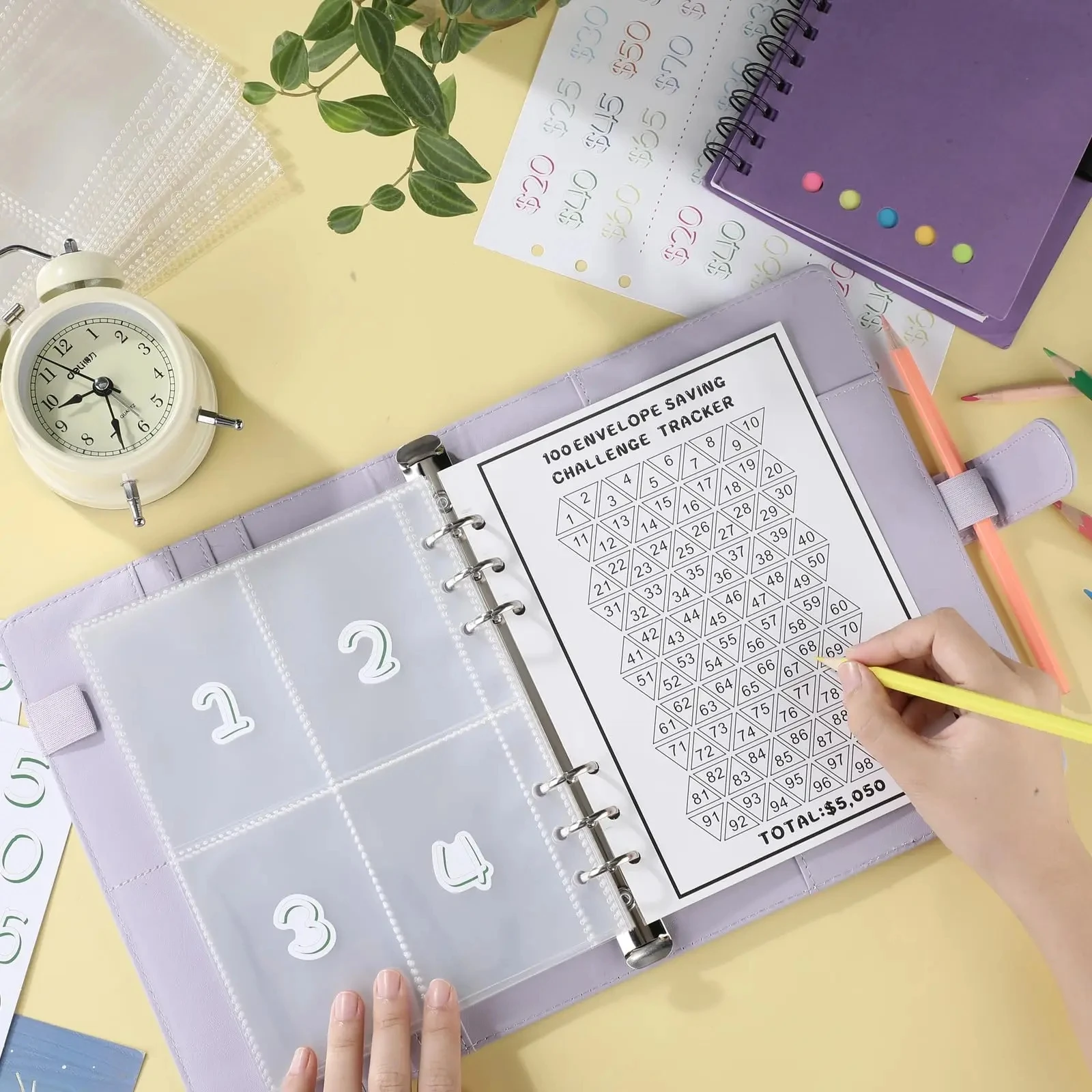 100 Envelope Challenge Binder Couple Challenge Event Save Together Challenge Notepad Savings Folder A5 Binder Budget Envelopes 4