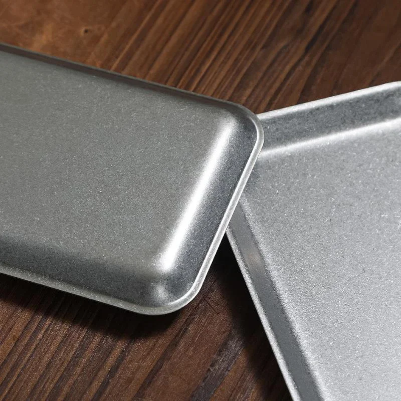 Dining Dish Steak Tray 304 Stainless Steel Antique Square Tray Creative Restaurant Display Dinner Plates Retro Style Dessert Barbecue Plate