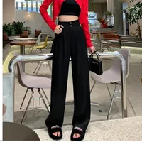 Elegant Wide Leg Pants Women Korean Style High Waist Black Baggy Pants Office Ladies Fashion Loose Suit Trousers Streetwear - Image 6