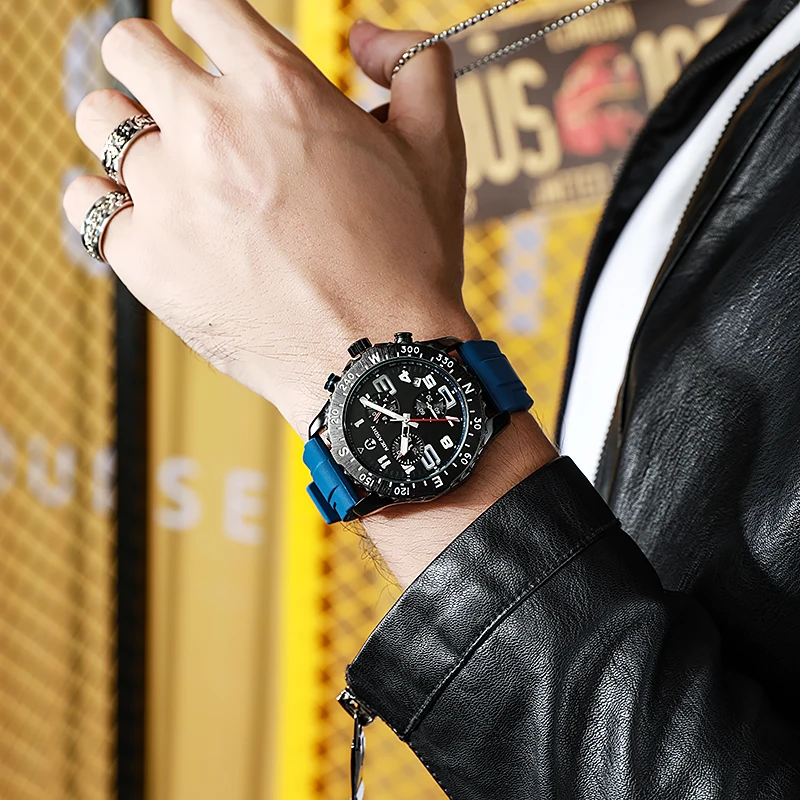 Waterproof Sports Man Watches Quartz Watch for Men Silicone Strap Wristwatch Male Clock Relogio Masculino
