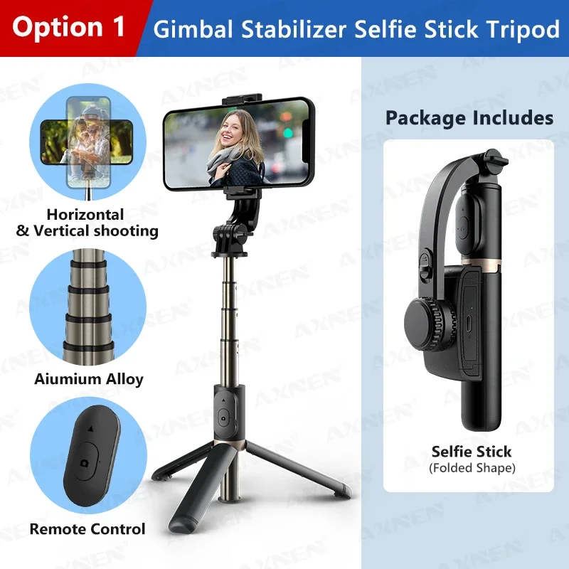 Handheld Mobile Phone Holder & Video Gimbal Stabilizer with Foldable Tripod Functionality