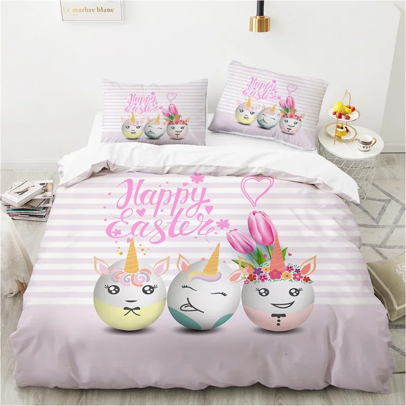 

Happy Easter Duvet Cover Single King Colorful Eggs Bedding Set Microfiber Floral Comforter Cover Easter Gifts For Toddlers Teens