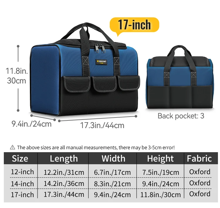 Robuste Werkzeugtasche mit breiter Öffnung, Multifunktions-Werkzeugset, tragbar, großes Fassungsvermögen, langlebige, robuste Elektrikertasche aus Segeltuch – Detail 9
