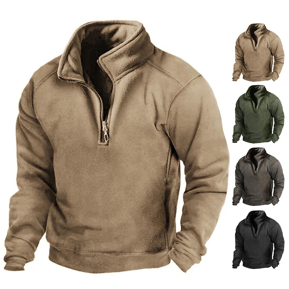 

Men Long Sleeve Jumper Tops Hoodie Sweatshirt Pullover Casual Warm Winter Warm Zipper Pullover Tops Plush Coat Jacket