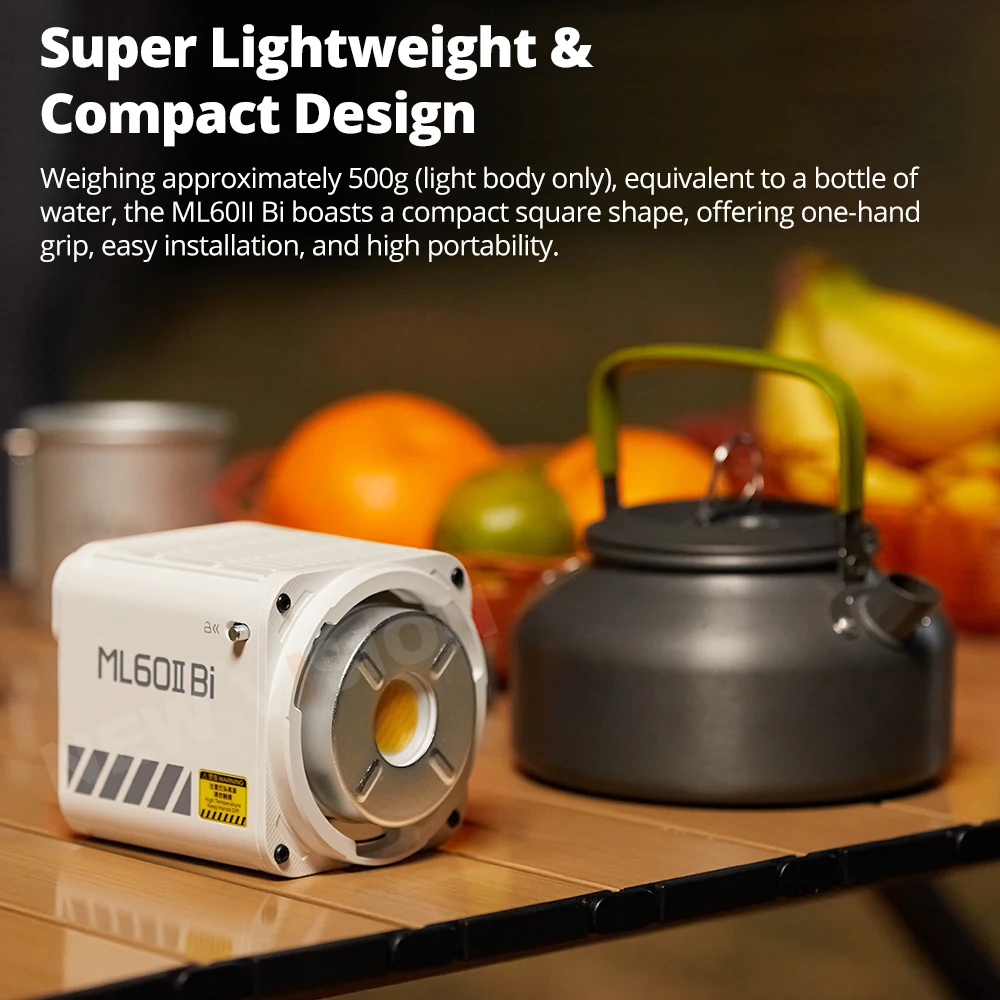 Godox ML60II BI 2800K -6500K LED 비디오 라이트, 무소음 모드, 휴대용 밝기 조정 지지대, 리튬 이온 야외 LED 업그레이드 램프
