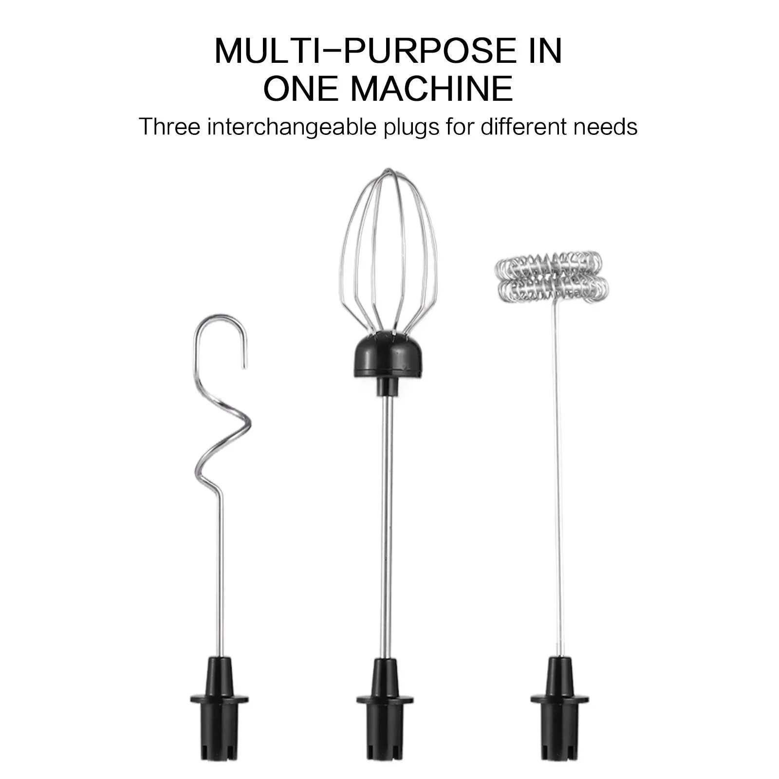 Rechargeable 3-Speed Handheld Milk Frother and Multi-Functional Electric Mixer with Baking Attachments