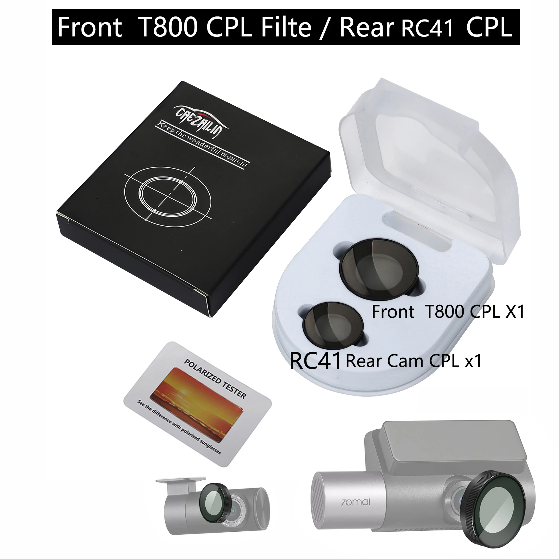 für 70mai Dash Cam 4K T800 Reduziert Blendung Reflektieren für 70mai Rear Cam RC41 CPL Filter