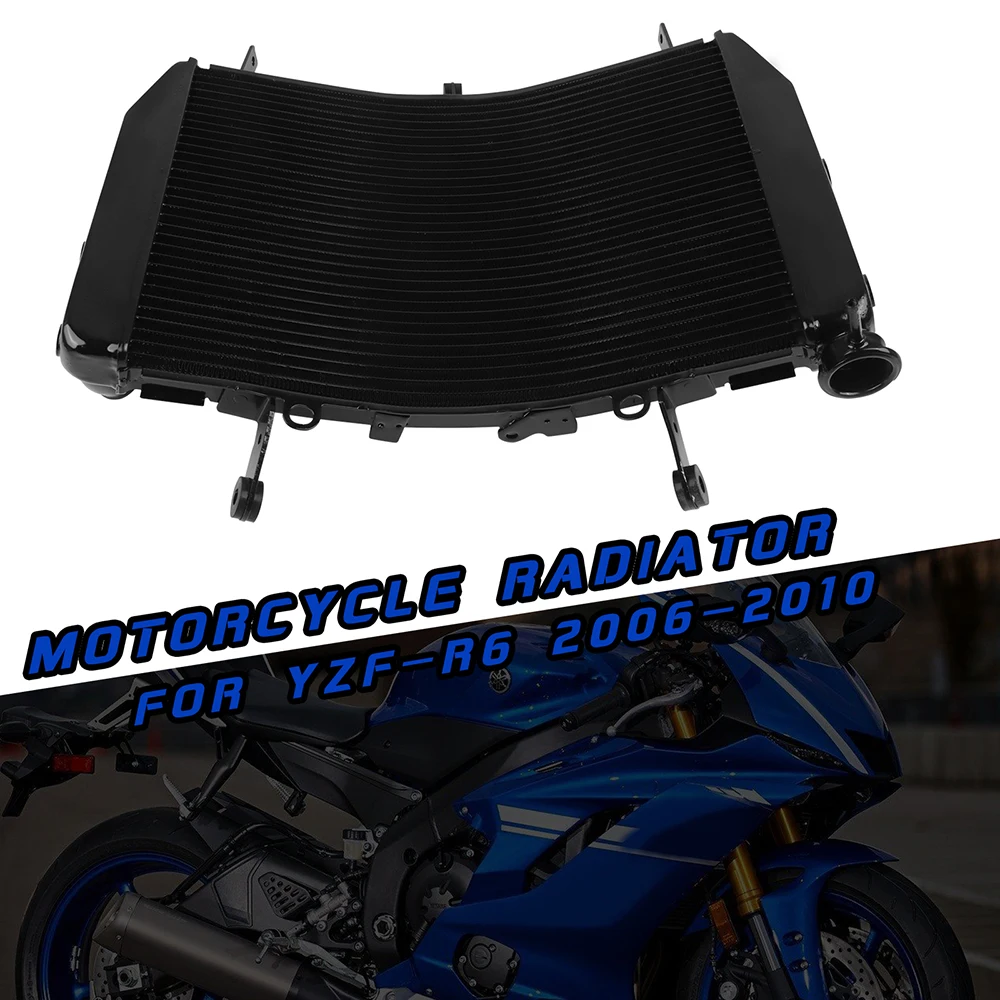 

Радиатор двигателя мотоцикла YZFR6, алюминиевый охлаждающий резервуар для воды для Yamaha YZF R6 YZF-R6 2006-2010 2007 YZFR6, аксессуары