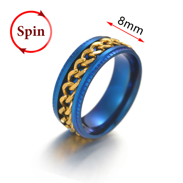 Fidget Spinner Rings For Women Men Spinning Rotating Stainless Steel Pubk Ring Anti Stress Accessories Men's Jewelry