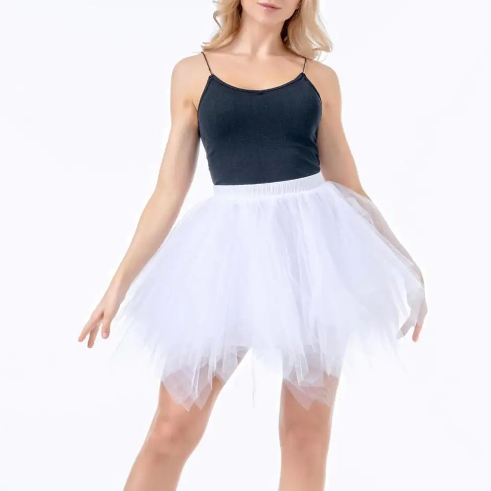 EMAlusher Gonna Tulle Donna Lunga Bianca Tulle con Frange con Pizzo