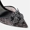 Fashion Mesh Lace Fowers Women Pumps Sandals Sexy Snake Coild Rhinestones Stiletto High heels Summer Autumn Wedding Prom Shoes 5