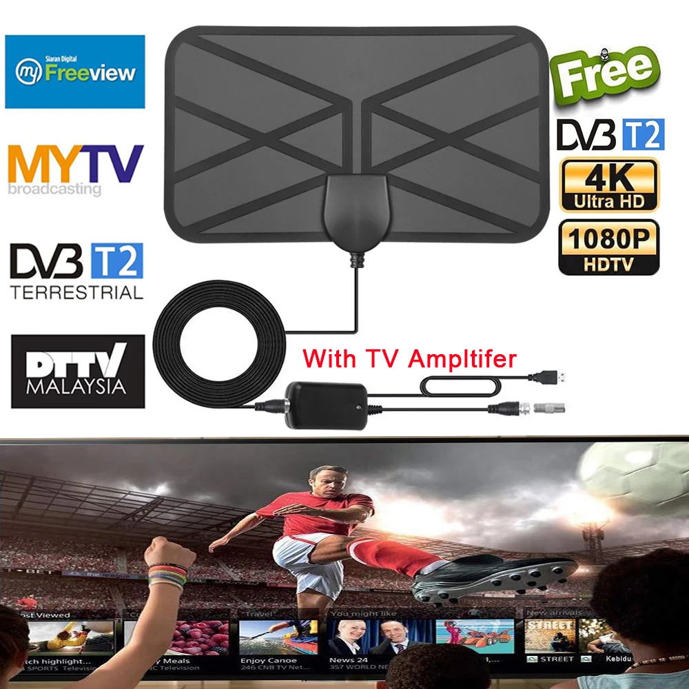 2022 New 4K 25dB Digital DVB-T2 TV Antenna with amplifier Booster 3000 Miles HD 1080P Aerial For Car antenna Indoor Smart TV best indoor tv antenna