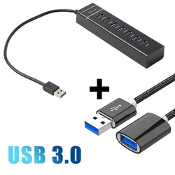 USB 3.0 Multiport Hub - High-Speed 4-Port Expander (7Ports and 4.92 Feet)