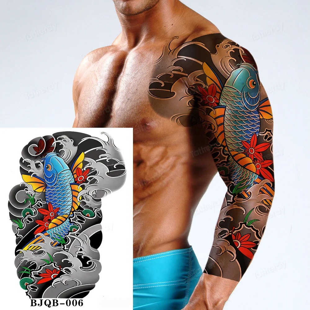 Homens super grande peito tatuagem temporária adesivos braço completo manga  arte corporal muscular adulto tatuagem à prova dwaterproof água totem  dragão tribal - AliExpress, image size:1000x1000