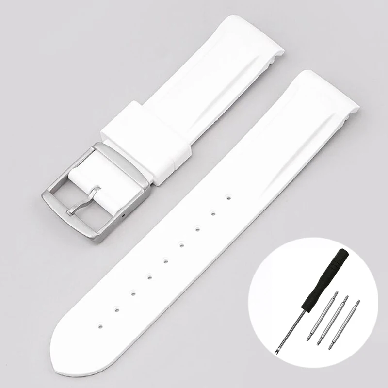 Durable 20mm Curved End Rubber Watch Strap - Waterproof Sports Watchband