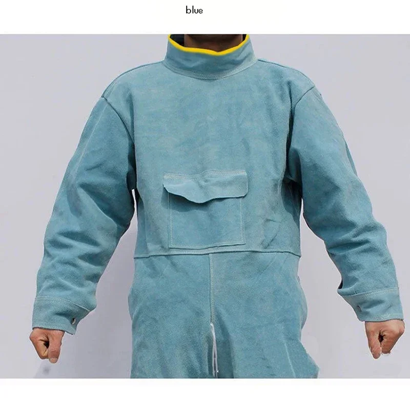 Leather Welding Jacket Heavy Duty Welding Apron with Welder Sleeves Adjustable Buckle Strap Fire/Heat Resistant XXL XXXL