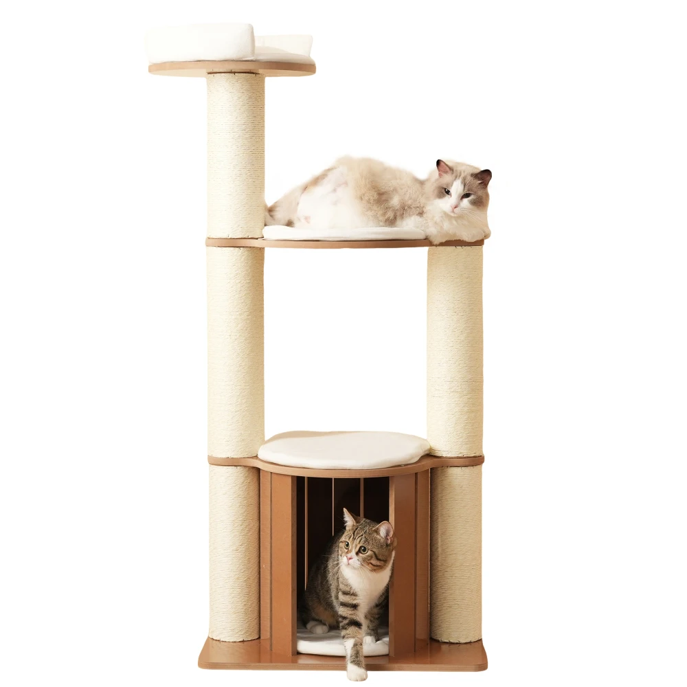 Baumförmiger Katzen-Kletterbaum mit Katzenhöhlen, Abnehmbaren Blättern, Kratzfestem Haustier-Möbelstück zum Verstecken, Spielen und Klettern – Detail 18