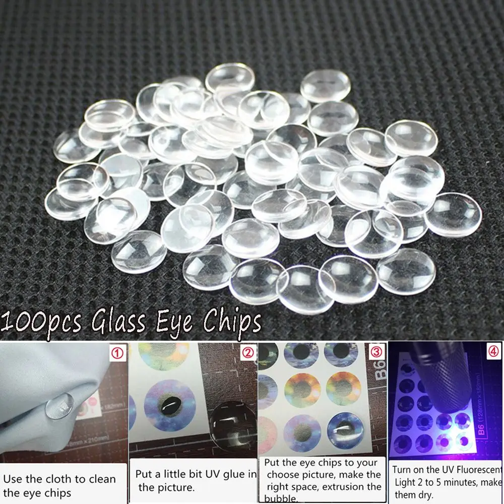 100pcs 14mm Hot Kids Toy Accessories Blyth Dolls Glass Eye Chips Time Gem DIY Crafts