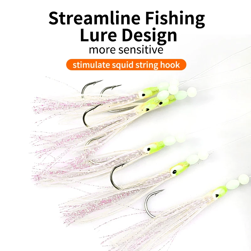 Kawa New Fishing String Hook Squid Sharp Barbed Hooks For Hairtail Crouper Whole Length 180cm Main Lines 24# For Fish Bass Saury