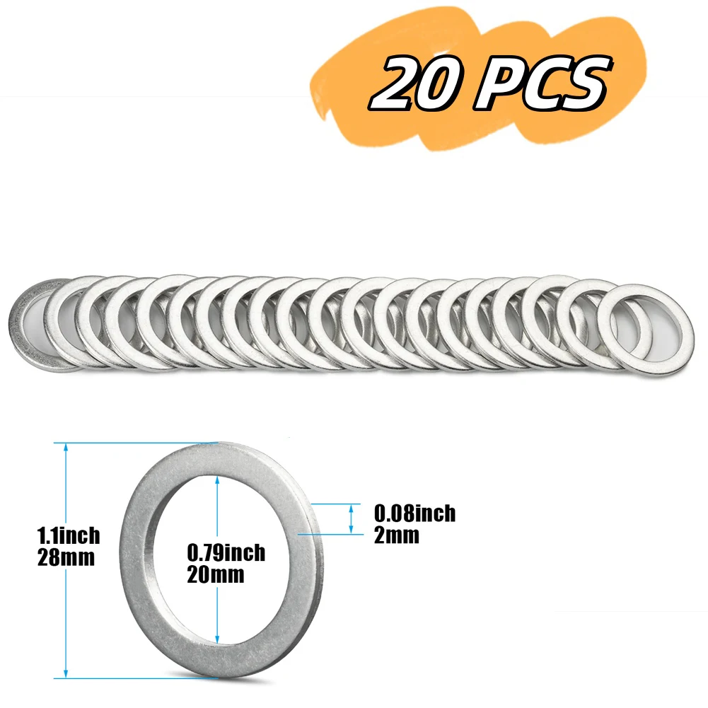 20Pcs/Set Oil Drain Plug Crush Washer Gaskets For Honda for Acura Car Accessories Replacement Parts 94109-20000 9410920000 oil drain plug gasket oil drain plug seal washer
