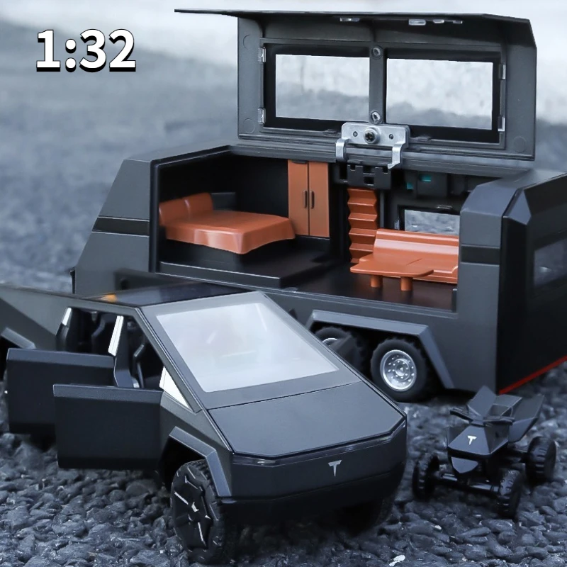 Большая модель автомобиля Tesla RV с солнечной крышкой