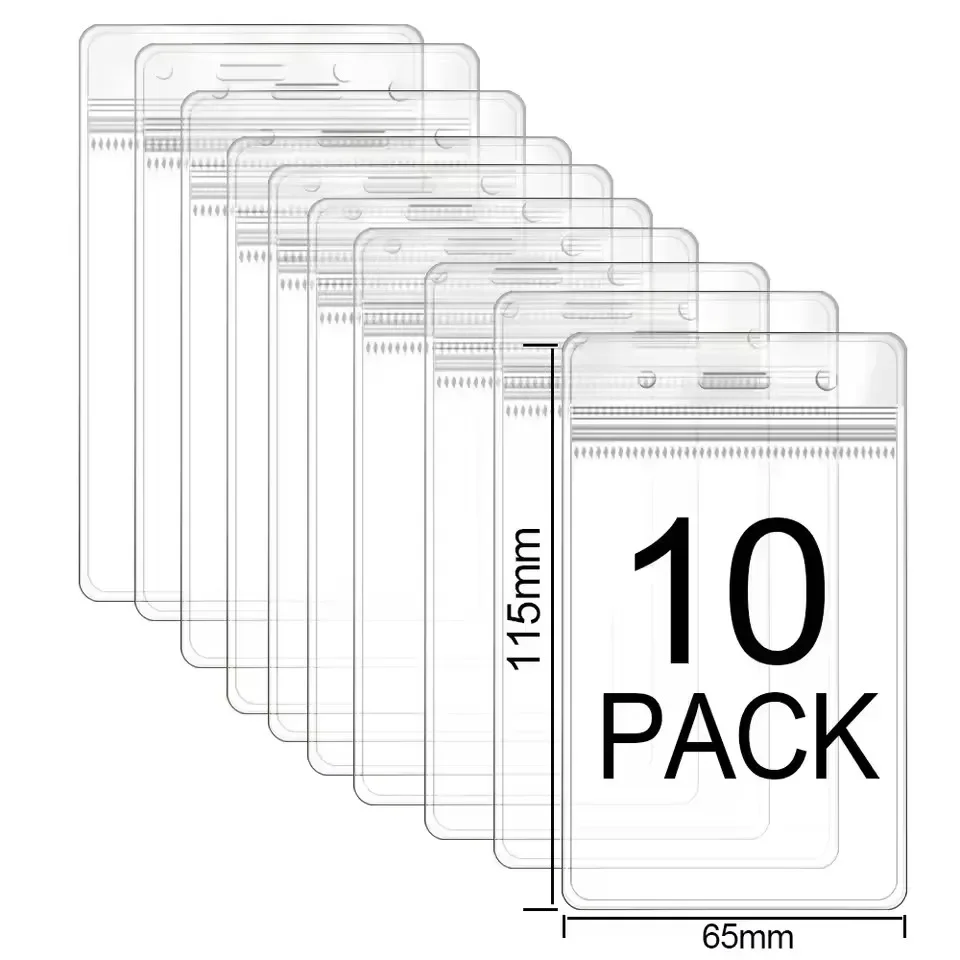 Clear Waterproof PVC Card Holder with Clip - Slim Protective Sleeve