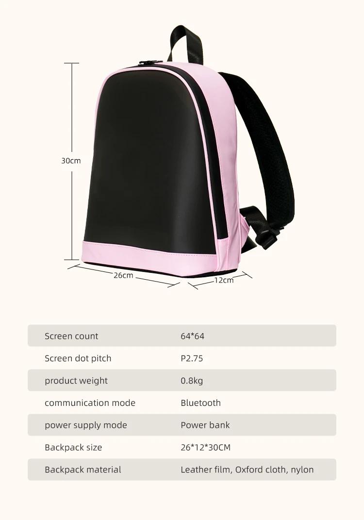 School Backpack Led Screen Cell Phone Programming DIY Pattern Lightweight Hard C