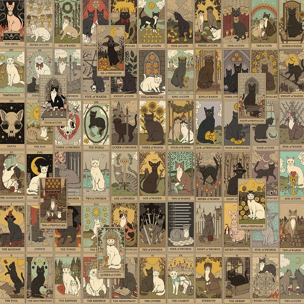 10/30/72개 빈티지 클래식 고양이 타로 카드 스티커 고딕 스타일 데칼 문구류 여행가방 노트북 기타 쿨 스티커 장식