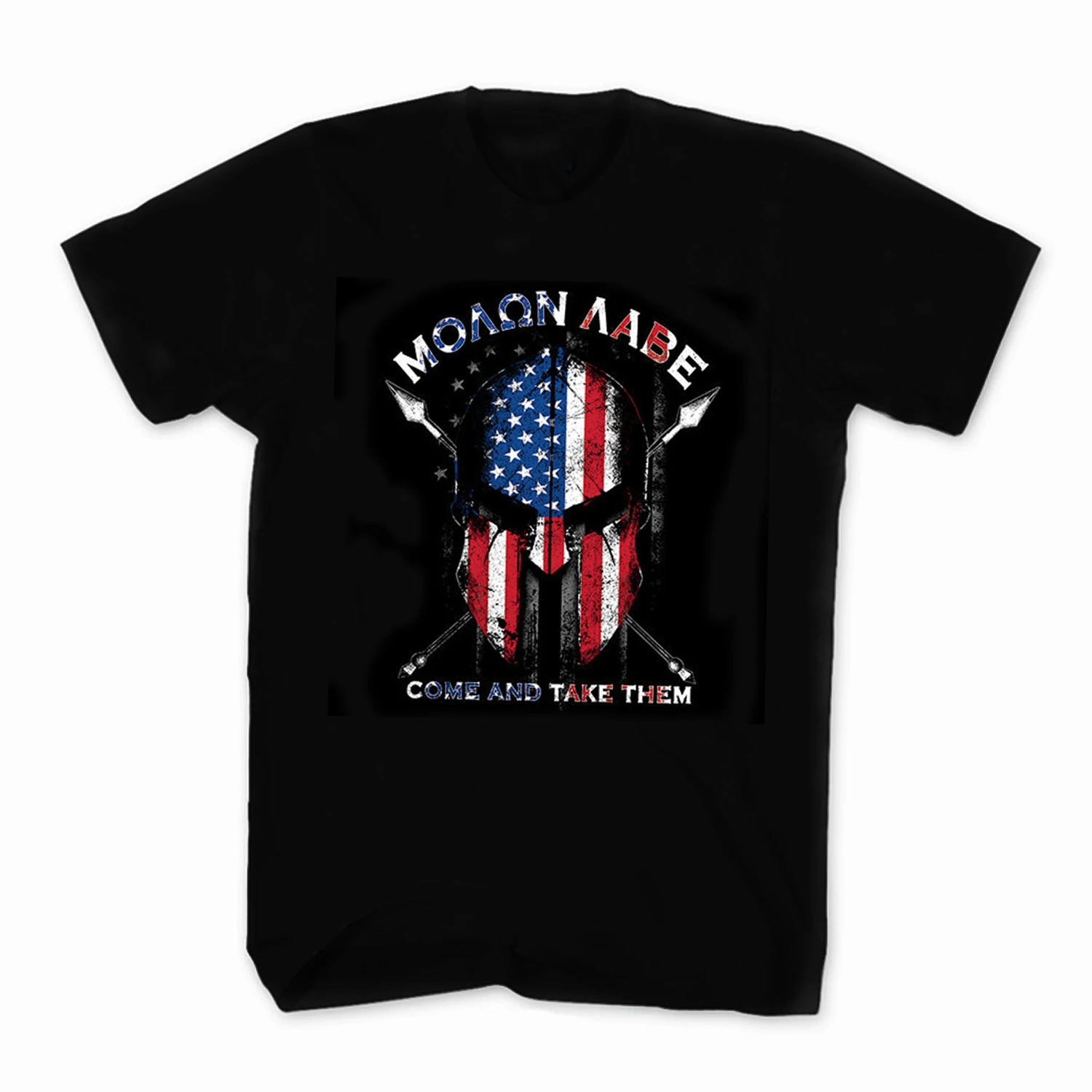 

Molon Labe (Come and Take Them) USA Flag Spartan Helmet T-Shirt 100% Cotton O-Neck Short Sleeve Casual Mens T-shirt Size S-3XL