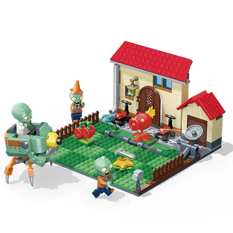 Plants vs. Zombies Brick Castle Suit Scene Building Blocks Toys Vehicle Zombie Car BOSS Pirate Ship Small Particle Puzzle Gifts
