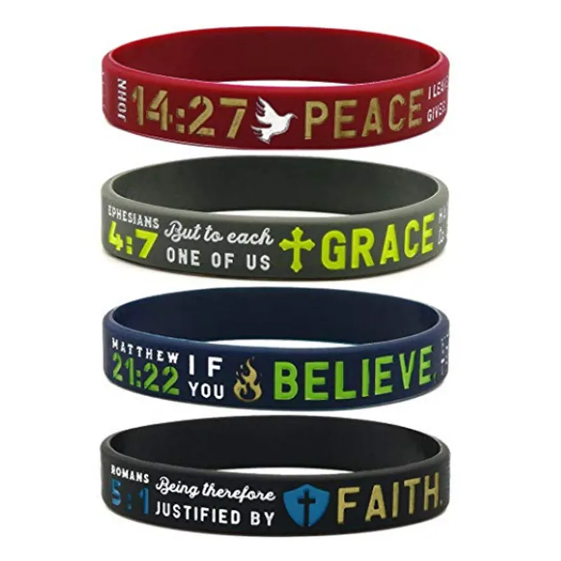 

1 шт., браслет вера верить Peace Grace Bible, христианские религиозные браслеты, спортивные силиконовые браслеты, резиновый браслет