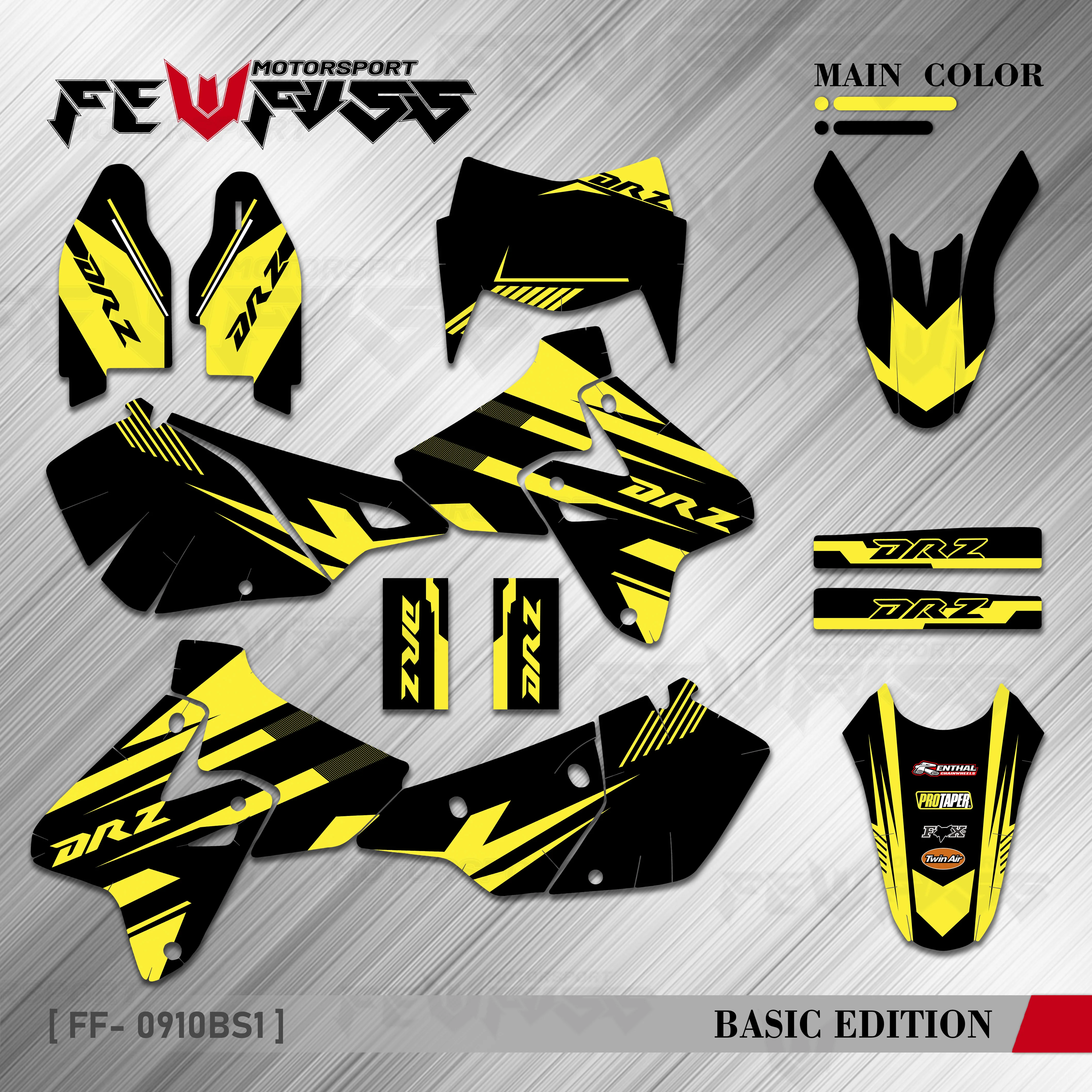 

FEWFUSS Full Graphics Decals Stickers Motorcycle Background Custom Number Name For SUZUKI DRZ400 SM S E DRZ 400 SM S E 1999-2022