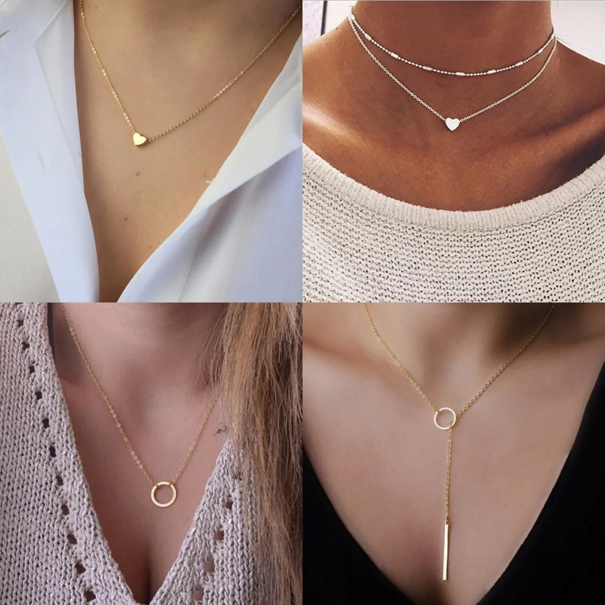 Collar corazón pequeño dorado y plateado