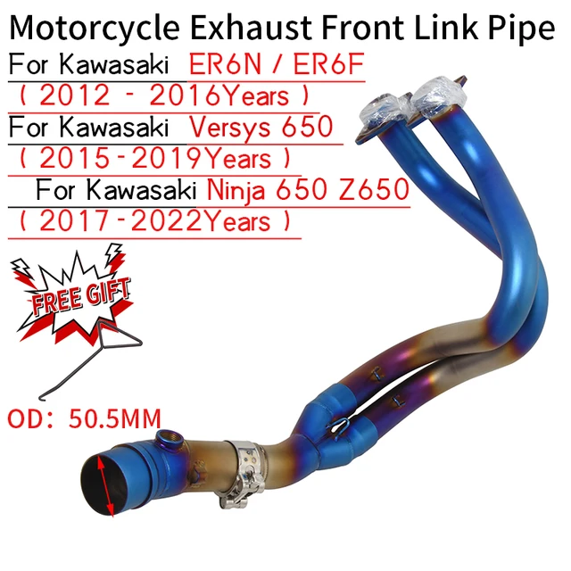 For Kawasaki ER6N ER6F Versys 650 Z650 Ninja650 2012 - 2023 Motorcycle Exhaust Escape System Front Link Pipe 51mm Modify Muffler