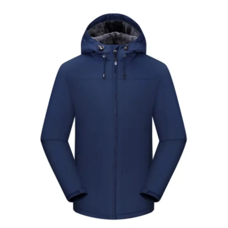 Autumn Winter Men's Hooded Drawstring Jacket Fashion Trendy Solid Color Long Sleeved Spliced Pockets Zipper Cardigan Casual Coat