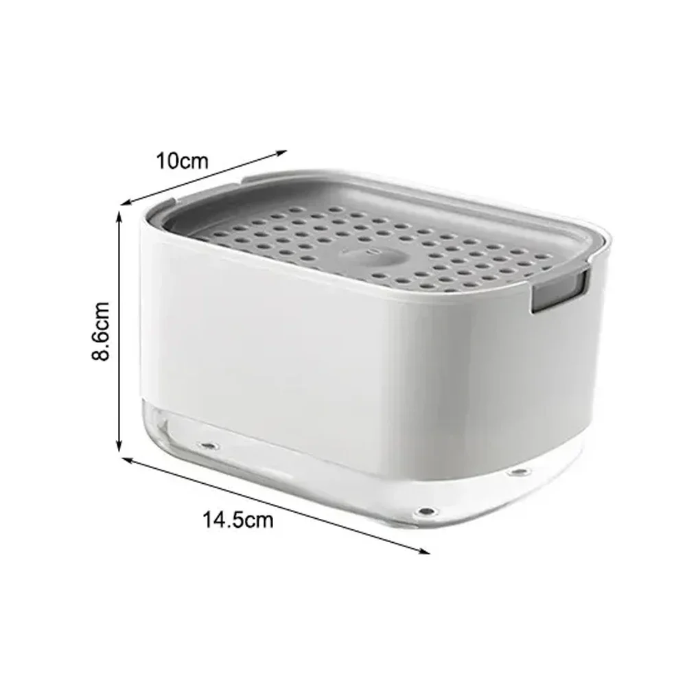 Soap Dispenser Box Press Dispenser Scrubbing Liquid Container Kitchen Bathroom Automatic Detergent Foam Box With Sponge Holder