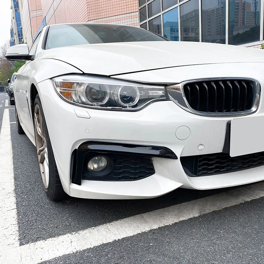 BMW F32 F33 F36 M 스포츠 4 시리즈 2014-2020용 자동차 프론트 범퍼 립 스플리터 카나드 스포일러 안개등 눈썹 커버 그릴