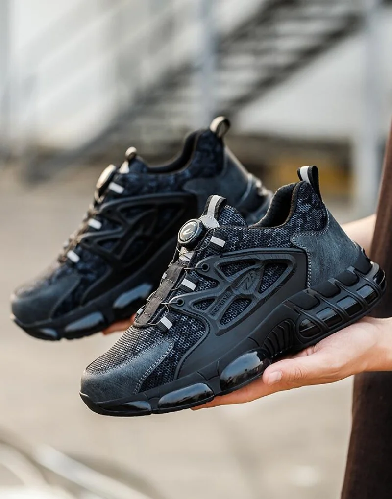 Safety Steel Toe Work Trainers For Men With Rotating Button_voghion.com