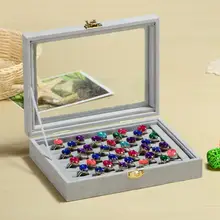 

Ring Storage Box Velvet Surface Large Capacity Multi-function Space-saving Good Sealing Jewelry Box for Home